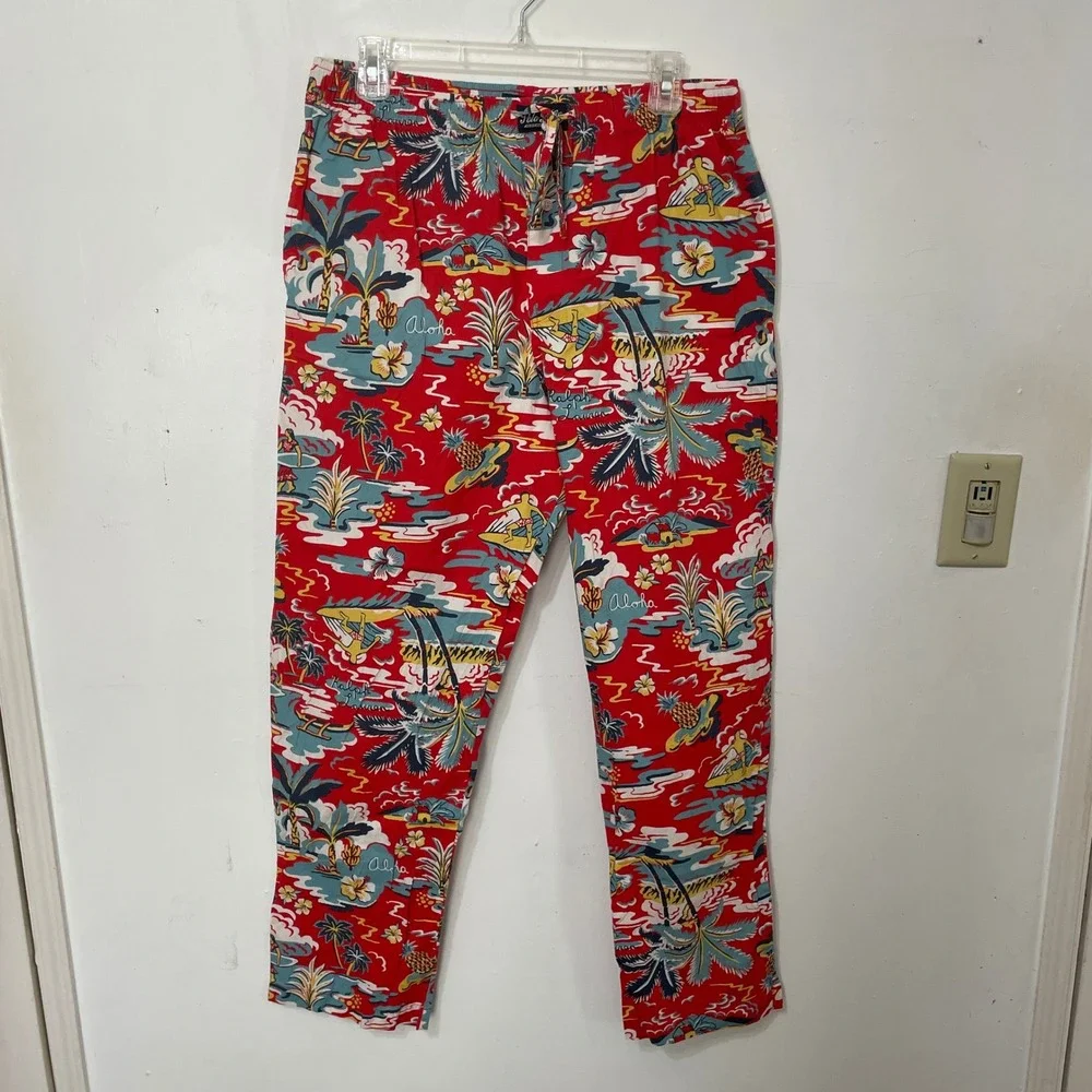 Polo Ralph Lauren Men Large Red Hawaiian‎ Aloha Print Sleepwear Pajama Pants L